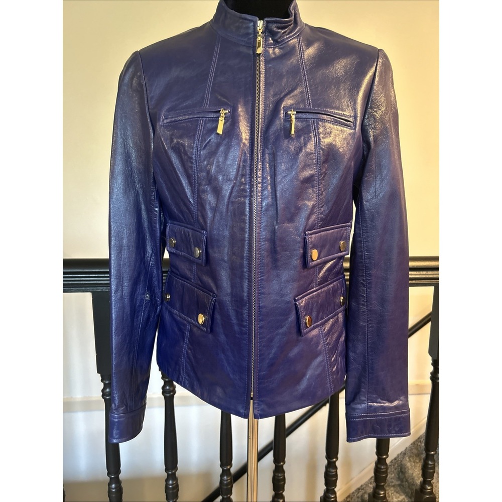 Doncaster Sport Women's Blue Soft Leather Jacket Size 10 Very Nice!